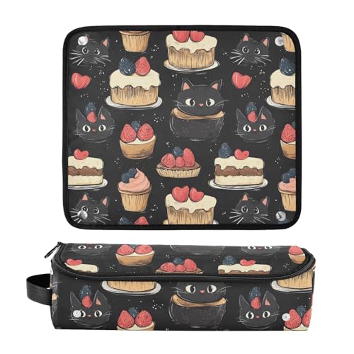 Bolsa de viaje Sweet Cake Cat Marble para herramientas de cabello, resistente al calor, organizador portátil miniatura 3