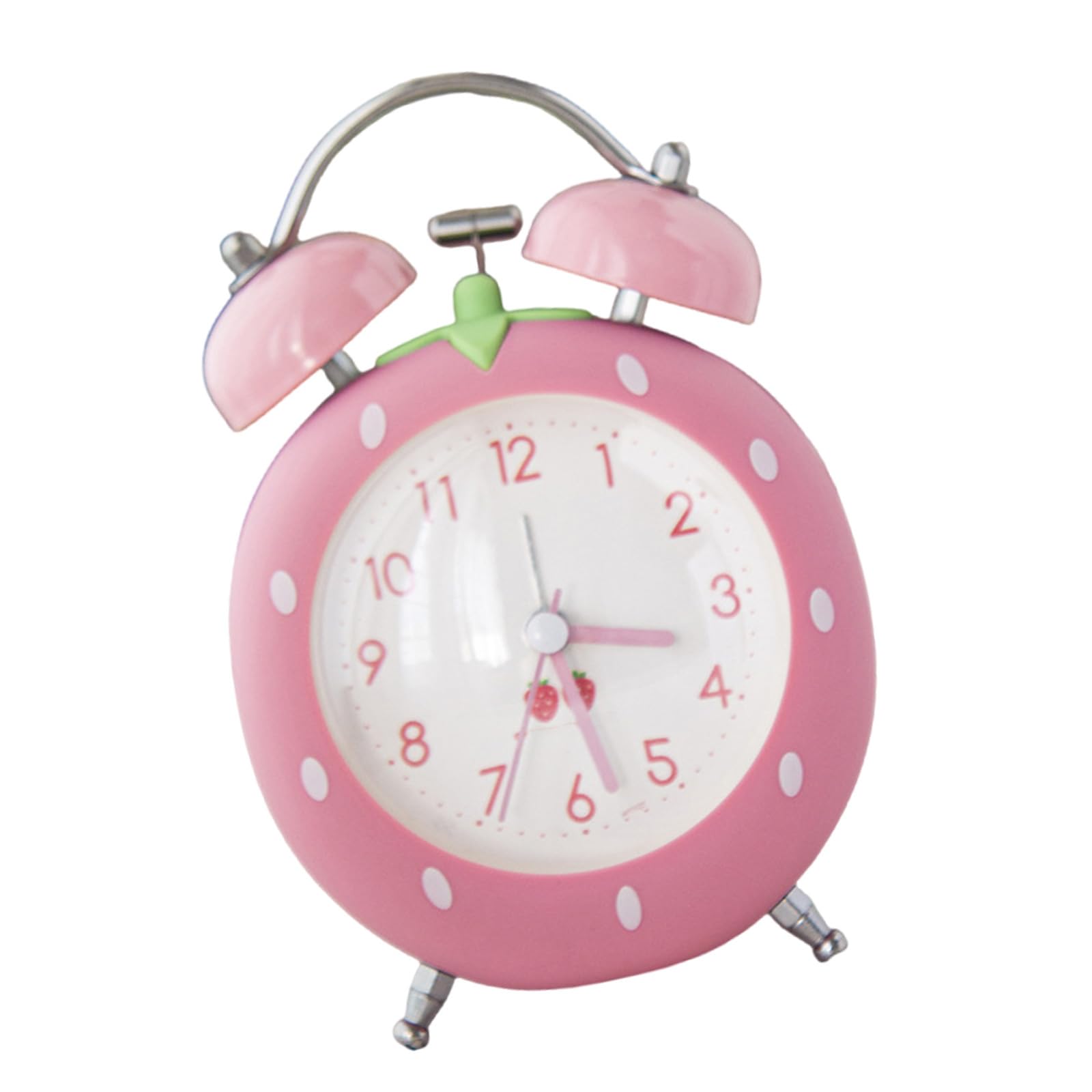Tsophreniq Sleepers Alarm Clock Strawberry Shape Quiet Operations Twin Loud Bells Night Light Bedroom Living Room Home Accent Strawberry Themed Alarm Clock for Children