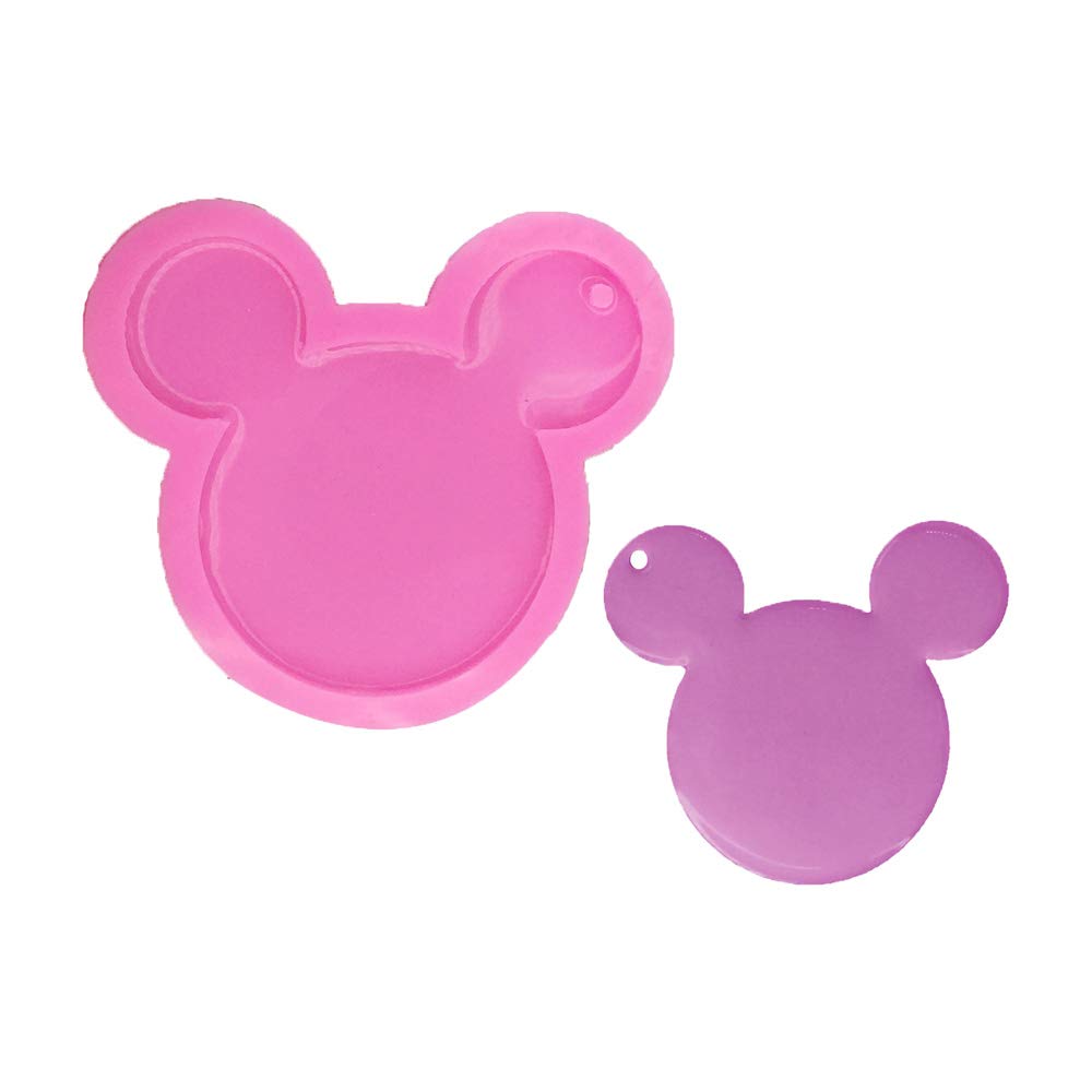 Cute Mickey Head Keychain Silicone Mold for DIY Soap Mould Crystal Ice Cube Fondant Mold Chocolate Handmade Ice Cream Pudding Candy Gum Paste Desserts Jelly Shots Cupcake Cake Topper Decoration