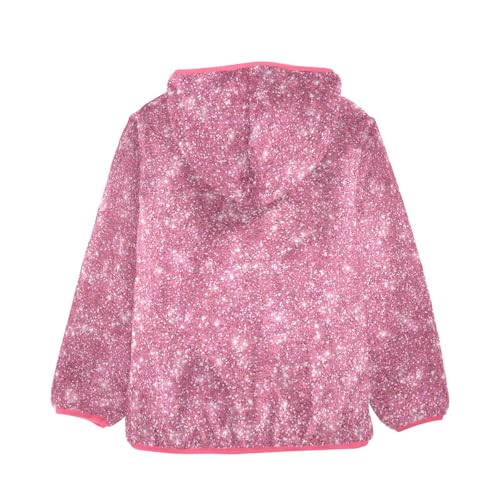 Pink Glitter Toddler Fleece Jacket Baby Girls Hooded Zipper Long Sleeve Thick Warm Outerwear 3-10 Years2