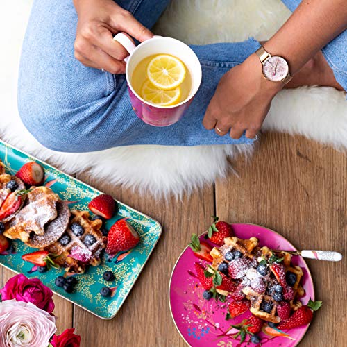 Portmeirion Sara Miller London Chelsea Cake Plates | 8 Inch Plates For Dessert, Pastries, And Cupcakes | Set Of 4 Plates In Assorted Colors | Made From Fine China With Gold Detail | Handwash Only #TOP4