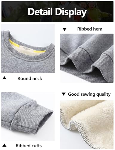 Image of Girls Sweatshirt Kids Fleece Lined Sweatshirts Winter Warm Sherpa Crewneck Pullover
