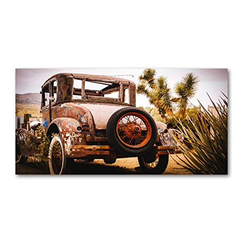Impression sur toile 120x60cm épave de voiture brune style urbex