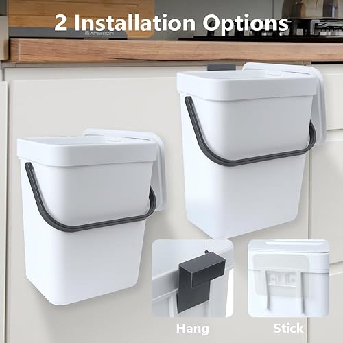 Miniatura 3 de VIGIND Cubo de basura pequeño colgante con tapa debajo del fregadero para cocina cesta de residuos de plástico de 5 l13 galones contenedor de basura