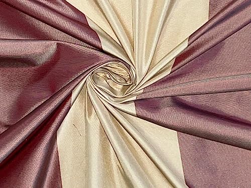Taffetas de soie grandes rayures beige saumon 137 cm TAF#S38 pour rideaux sans raccord