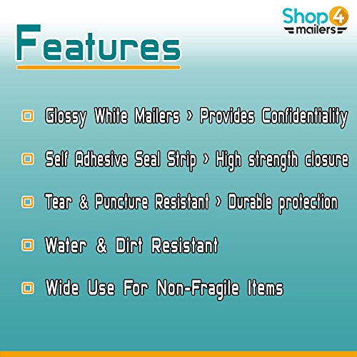 Shop4Mailers 12 X 15.5 Glossy White Poly Bag Mailer Envelopes 2 Mil (1000 Pack) #TOP3