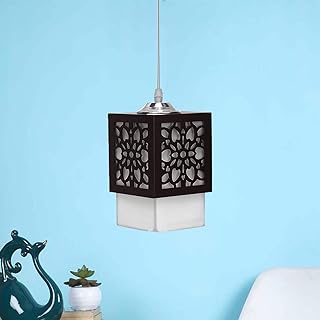DarkVision Board-Wood Laser Cut Flower Design Hanging Ceiling Pendant Light for Living Room/Bedroom/Kitchen/Over The Dining Table (Star SL, Without Bulb)