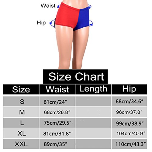 GZHOK Women's Faux Leather Cosplay Blue Red Shorts Panties Jackety Neckalce - Image 6