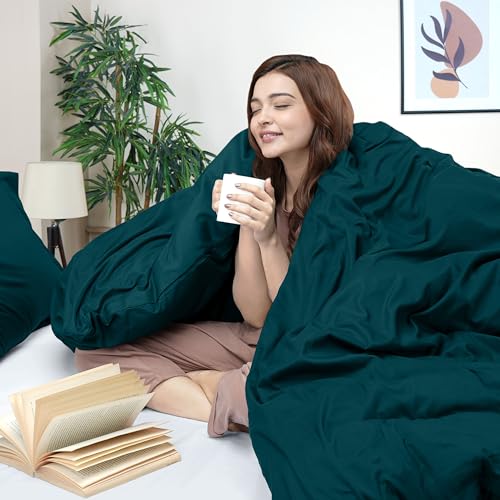 Utopia Bedding Duvet Cover Queen Size - 3 Piece with Zipper Closure - 1 Comforter Cover 90X90 Inches & 2 Pillow Shams 20X26 Inches (Teal) Comforter Not Included
