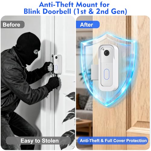 Image of Anti-Theft Doorbell Mount for Blink Video Doorbell Camera(1st & 2nd Gen), No Drill Doorbell Camera Mount No Block Sensor & Night Vision, Renter Friendly Door Mount with Rain Cover for Home Apartment