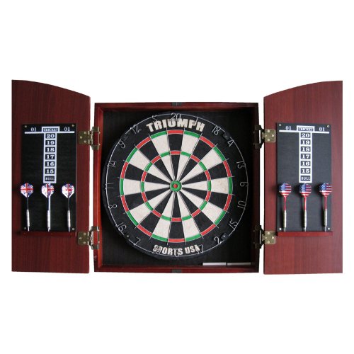 Triumph Sports Round Top Bristle Dartboard Wood Cabinet Set