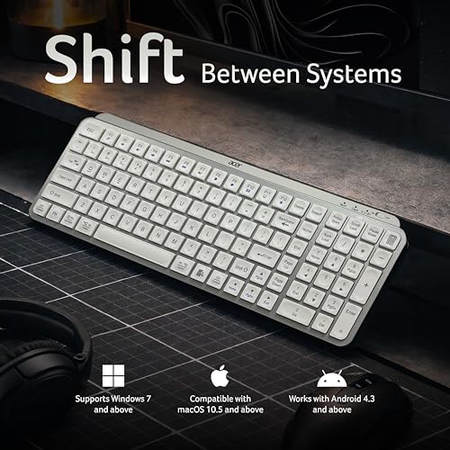 Image of Acer KeyPro X105 Wireless Keyboard I Dual Mode 2.4GHz USB + BT 5.0 I 105 Keys Full Size Keyboard I Rechargeable 400mAh Battery I USB-C Charging I 64H Use I Windows Mac Android Compatible I Silver