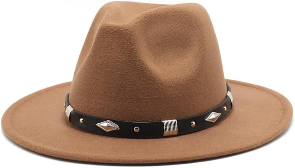 Classic Wide Brim Wool Fedora Hat, Black with Decorative Band