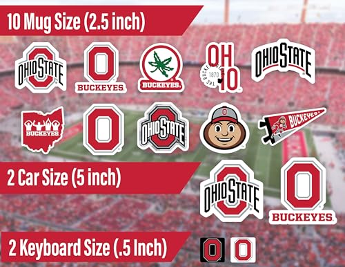 Image of Ohio State Stickers & Decals OSU Buckeyes 14 Pc Set, Car & Water Bottle