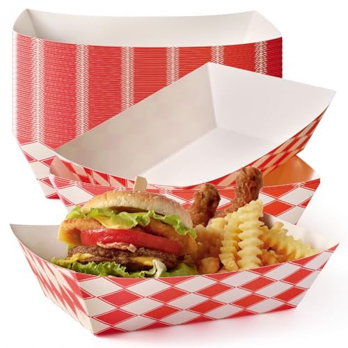 Fit Meal Prep 125 Pack 5 Lb Paper Food Trays Heavy Duty Disposable Food Boats