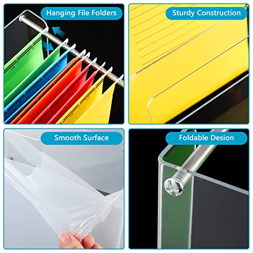 Qunclay Hanging File Organizer Box Acrylic File Folder Organizer With Handles, Clear File Storage Organizer For Letter File Folder, For Letter/ A4 Decorative Office Supplies (With Protective Film) #TOP3