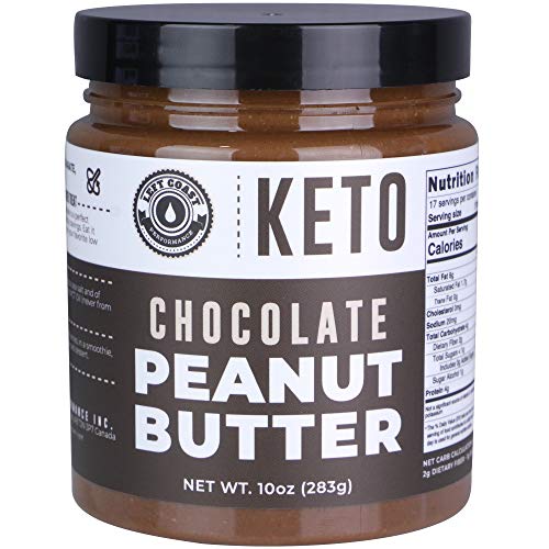 Keto Chocolate Peanut Butter Spread (1g net carbs) with MCT Oil and real Cocoa (Dark Chocolate). Vegan, Low Carb, No Added Sugar, Dairy & Lactose Free, Ketogenic Gourmet Peanut Butter Fat Bomb, 10 oz