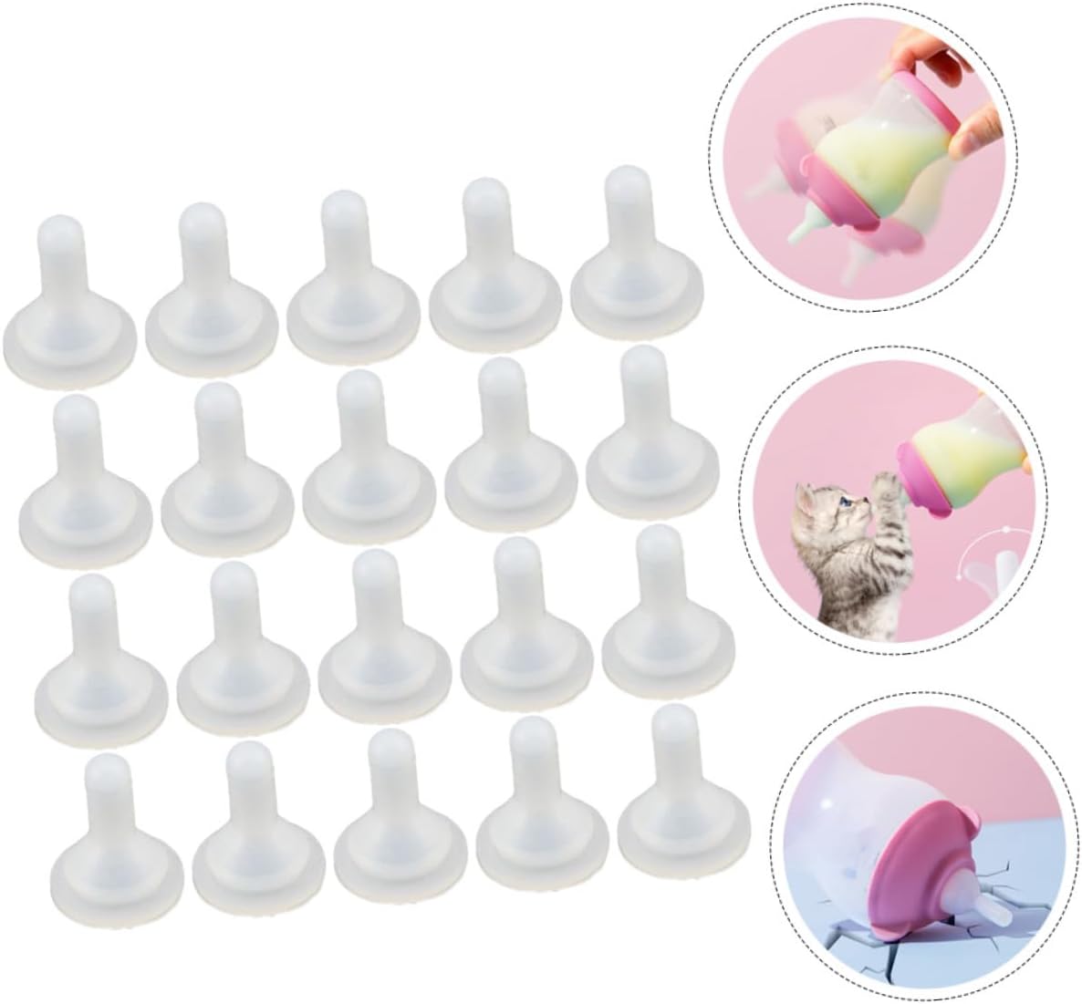 Mipcase 100pcs Multi-Function Milk Pacifiers for Newborn Puppies Kitten Bottle Feeder Slow Feeder Bowl Insert Pet Drinking Nipples Pet Accessories