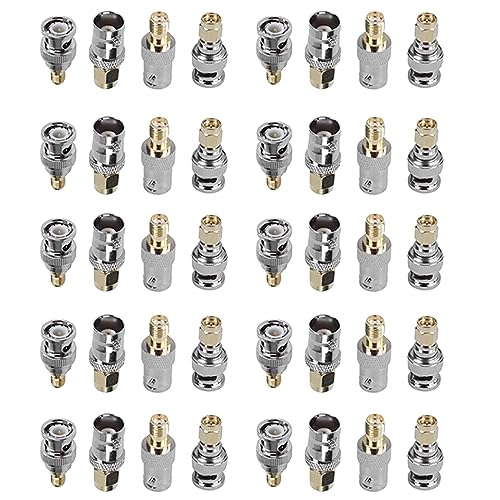Kit adaptateur SMA à BNC coaxial mâle 40 pièces pour câbles et antennes