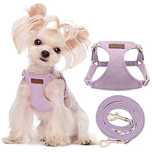 Puppytie No Pull xs Dog Harness with Multifunction Dog Leash,Soft Adjustable No Choke Escape Proof Pet Harness Vest,Light Purple,XS