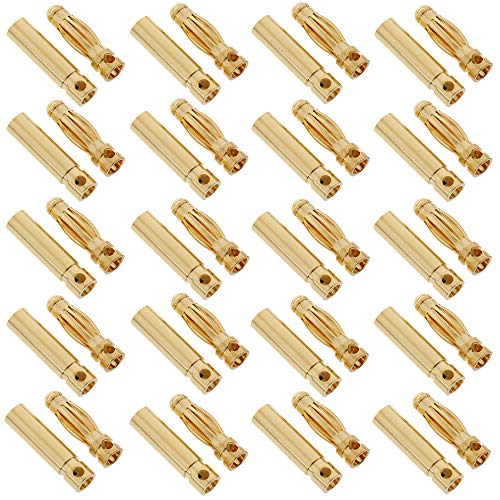 20 Pairs Gold-plated 3.0MM 3MM Banana Plug Bullet Male and Female Connector for RC Lipo Battery ESC Motors