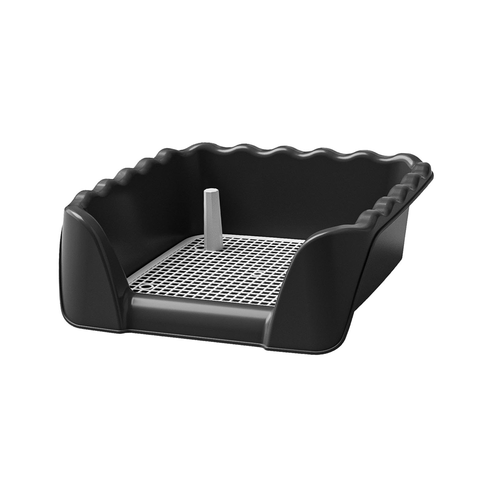 rockible Dog Toilet with Post, Portable Heightened Fence Litter Box Removable for Puppy Indoor Bunny Small Animals Other Pets, black