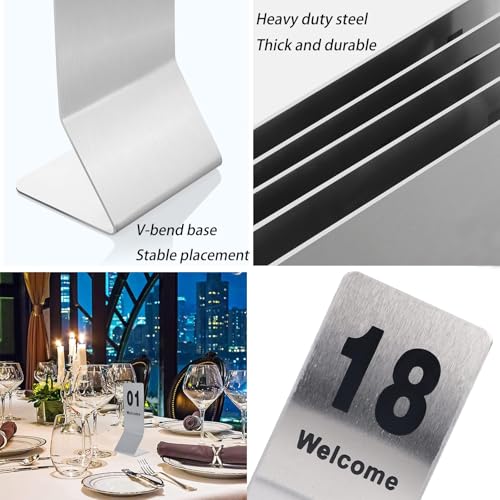 Dwustronne cyfry stołu weselnego ze stali nierdzewnej, 1-20 znaków, które można układać w stos, do restauracji, kawiarni, imprez i bankietów, eleganckie wyświetlacze na stół