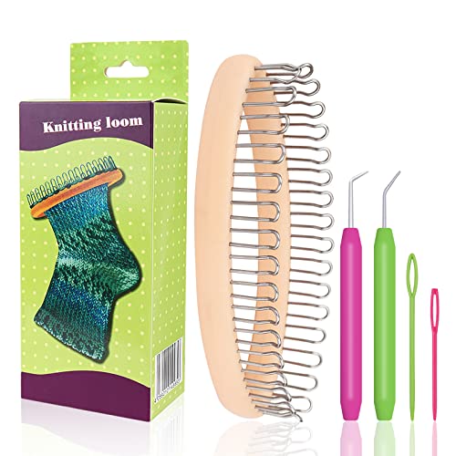 Aeeque Socken Webstuhl Set, Strickhilfe für Kinder, Strickring Strickmaschine mit Loom-Strickhaken und Nähnadeln, Anfänger Kunststoff Hilfswerkzeug, Strickrahmen für Socken, Schal, Kragen, Ärmel Cover