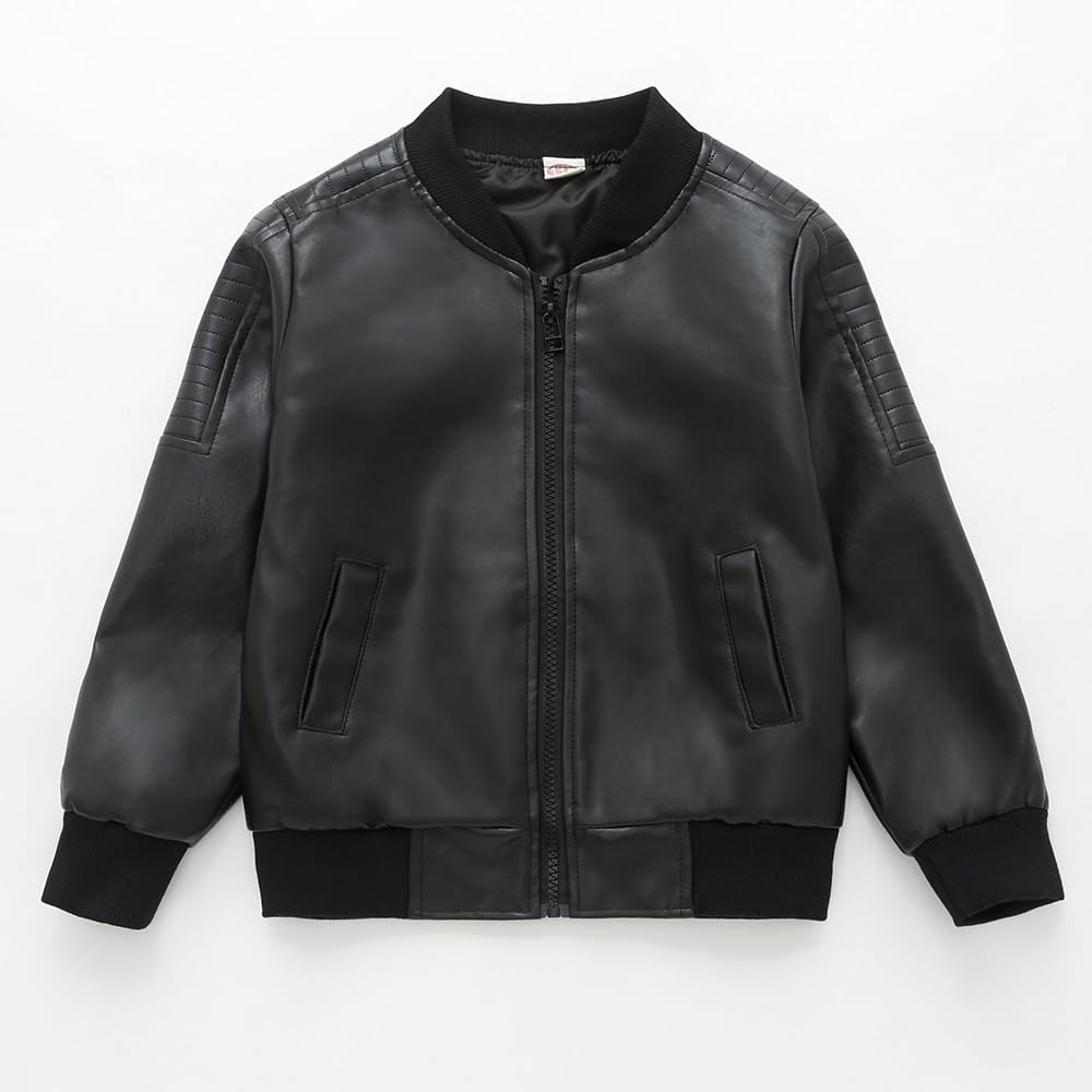 Boys Fashion PU Leather Motorcycle Jacket kids Faux Leather Jackets Coat Children's Outerwear Black 3-13 Years - Image 5