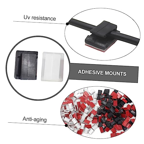 Mipcase 200pcs Sujetacables Autoadhesivos Multiusos con Monturas Adhesivas para Gestión de Cables para Organizar Cables bajo Escritorio, Coche y Hogar miniatura 3