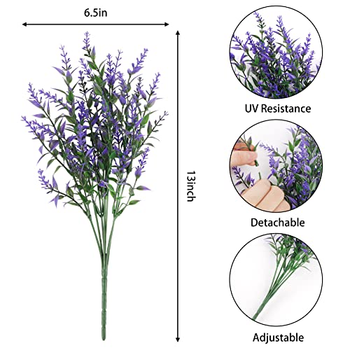 Wxboom 9Pcs Artificial Flowers Uv Resistant Faux Plastic Flower Outdoor Fake Lavender Flowers In Bulk Outside Garden Porch Window Hanging Planters Decoration (Purple, White, Magenta) #TOP1