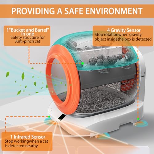 Self-Cleaning Cat Litter Box, New Model Anti-Pinch Automatic Box for Multiple Cats, Safety Large Cat Litter Box, WiFi-2.4G/APP Control, Smart Health Monitor, Easy Clean (White) - Thumbnail 6