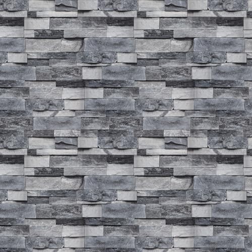Timeet Grey Brick Wallpaper Peel and Stick Stone Wall Paper 17.7”X 118”Self Adhesive Removable Vintage Brick Contact Paper Faux Textured Wallpaper Home Decoration