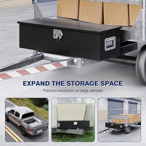 Image of Yizosh 39 Inch Steel Heavy Duty Truck Bed Tool Box, Trailer Tongue Box with Lock and Keys