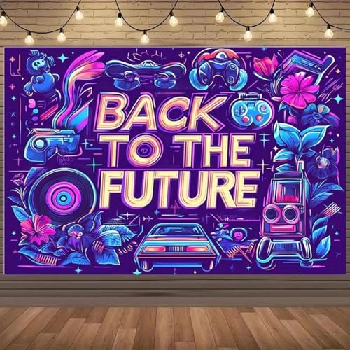 Stück Neon-Retro-Party-Hintergrund, immersive Zukunftsreise, geeignet für 80er-Jahre-Themenpartys und Party-Banner.