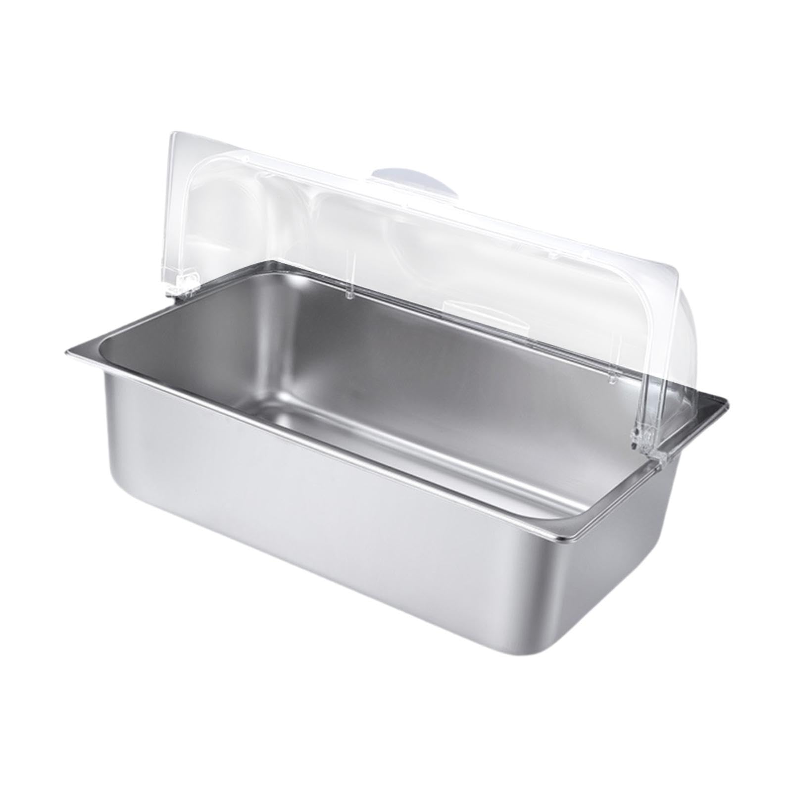 Chafing Dish Buffet Acero Inoxidable Bandeja Servidor Calentador Contenedor con Tapa Abatible Transparente Y 2 Acumuladores de Hielo Apto para Bufé Ba, 20.5 litros
