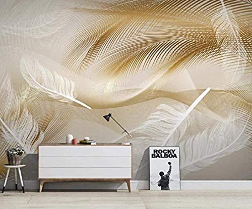 XHXI 3D-Wandbilder Einfache Linie D Gold Feder Tapete 3D-Effekt Wandbilder...
