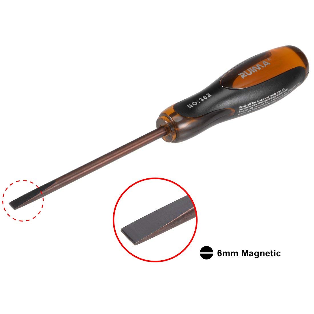 Aexit Green Clear Screwdrivers Handle 6mm Tip 100mm Long Shaft Slotted Screwdriver Flat-Head Screwdrivers Hand Tools
