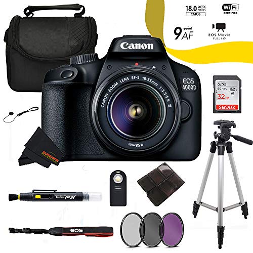 Canon EOS 4000D 18.0 MP SLR 18-55mm DC III Lens + Sunshine Advanced Bundle (International Version) Canon EOS 4000D 18.0 MP SLR 18-55mm DC III Lens + Sunshine Advanced Bundle (International Version)