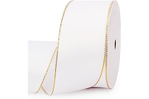 VIVIQUEN White and Gold Wired Ribbon for Weddings and Crafts