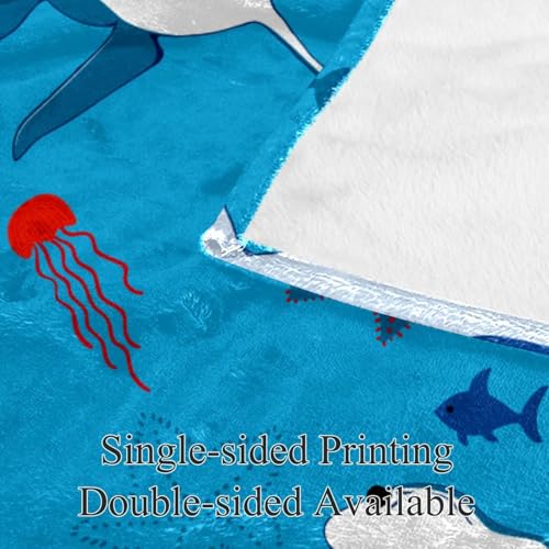 Couverture polaire poisson de mer plaid microfibre chaud jeté de canapé lit