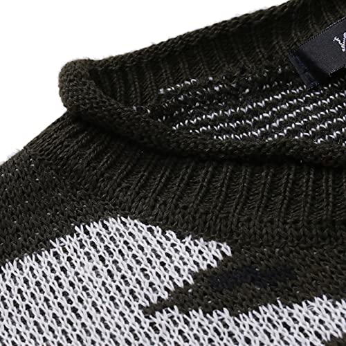 (Wool) Sweater Mens Camouflage Skull Knitted Crewneck Sweater Long Sleeve Winter Tops Pullover Jumper Sweater(B,XL)3