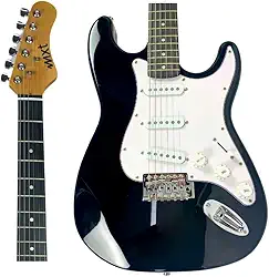 MXT Guitarra Elétrica ST Classic, Preta, Corpo em Tília, 22 Trastes, 3 Captadores, 99 cm