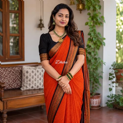 Image of Gadwal Cotton Silk Checked Saree for Women | Pure Kalyani Cotton Checked Saree with Zari Border Tassels & Blouse | Kanjivaram Linen Silk | Handloom Weave