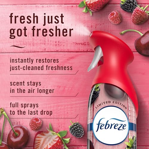 Image of Febreze Air Mist, Air Freshener Spray, Odor Fighting Room Spray, Deodorizer for Home Bathroom Kitchen Office Apartment Dorm Room Classroom, Cherries & Berries Scent, 8.1oz (Pack of 3)
