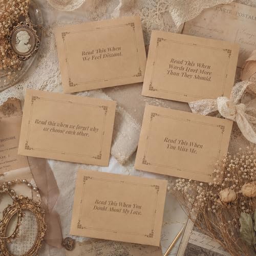 Image of Celebrations Romantic Love Letter Box for Couples, inchRead This When inch 5 Emotional Letters Gift Set for Anniversary, Wedding, Long Distance Relationship, Boyfriend & Girlfriend - Brown Pack Of 5