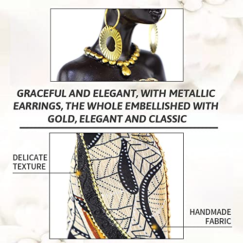 Vimtrysd 12'' African Sculpture Home Decor, Musician African Statues And Sculptures For Home Decorations, African Decor For Living Room African Art Tribal Lady Figurine Women Statue Shelf Decor Accent #TOP4