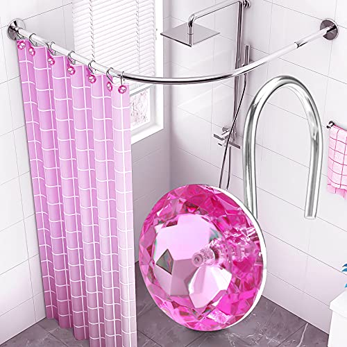 Raymall Acrylic Shower Curtain Hooks Set Of 12, Shower Curtain Rings Simulation Rhinestone Decorative Rust Resistant Bath Hook (Acrylic-Pink) #TOP5