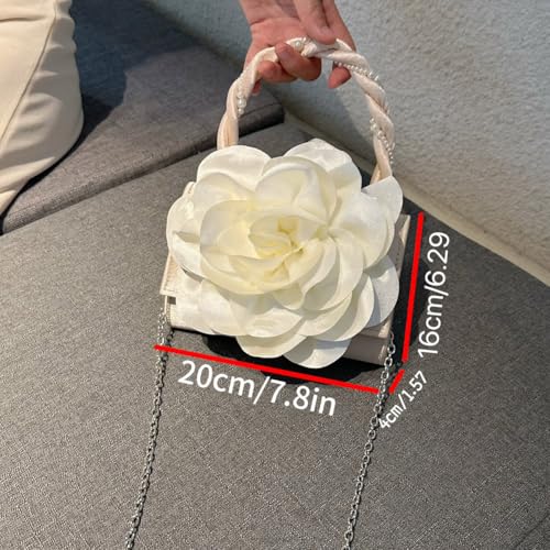 Image of Mini Flower Evening Purse Floral Clutch Purses for Women PU Leather Evening Handbag with Chain Wedding Party Prom