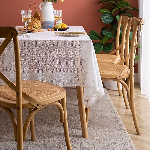 Nappe dentelle floral blanc 150x220 cm KnSam coton rectangulaire - 3
